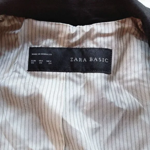 Zara Basic Soft Stretch Jersey 2 Pocket Blazer Black Size XS - Picture 8 of 10